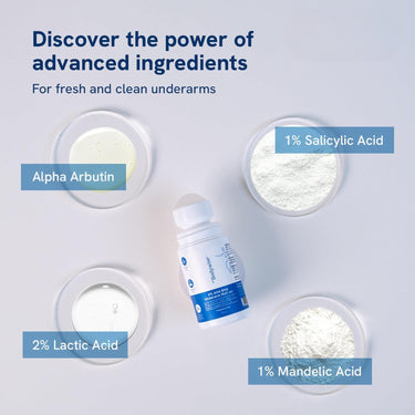 Be Bodywise 4% AHA BHA Underarm Roll On Deodorant | Watermelon Fragrance | With 1% Mandelic Acid, 2% Lactic Acid & Alpha Arbutin | Prevents Body Odour, Fades Pigmentation, Kills Bacteria | Alcohol & Aluminum Free | 50ml